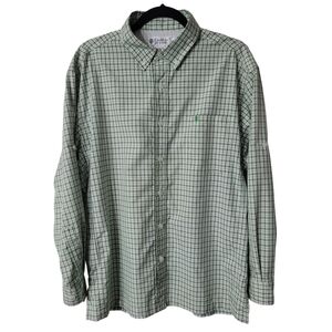 Coolibar Men's Green Checkered Button-Down Shirt Size Medium